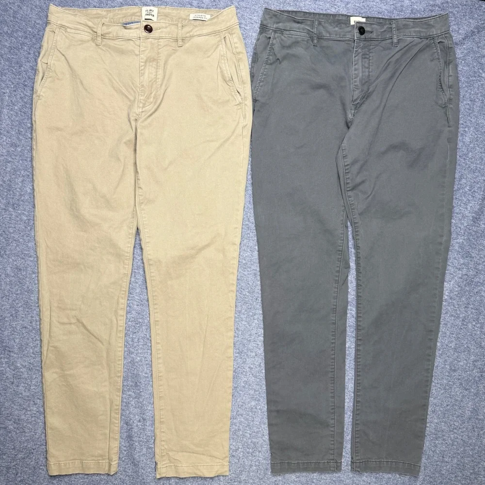 Flint and Tinder Chino Pants Bundle Mens 32x32 Athletic Tapered Khaki Gray
